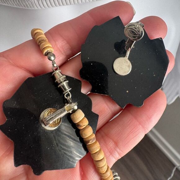 Vintage Lee Sands Lion Statement Beaded Necklace With Earrings - Picture 10 of 10